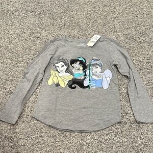 Disney Gray Long Sleeve Shirt with Princess Trio